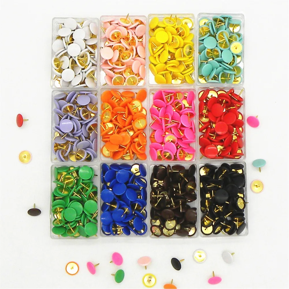 100Pcs Notice Board Round Push Pins Map Thumb Bulletin Drawing Decorative Thumb Tacks Round Head Tacks Point Cork Board Tacks