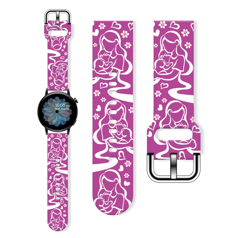 

20mm Mother's Day Series 1 Printed Strap for Samsung Galaxy 7/6/5 40/44mm Band Replaceable Bracelet 22mm for Xiaomi Amazfit