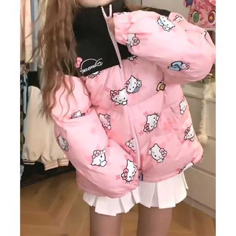 Miniso Sanrio Cotton-Padded Coat Hello Kitty Kawaii Padded Jacket Loose Thermal Jacket Couple\'s Padded Jacket Birthday Gift