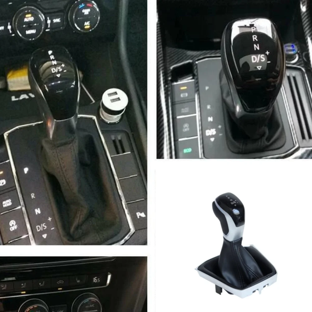 Electronic Gear Lever LED Shift Knob Leather Boot Included Dust-proof Design Matt Silver Finish For Tiguan 2017-2020