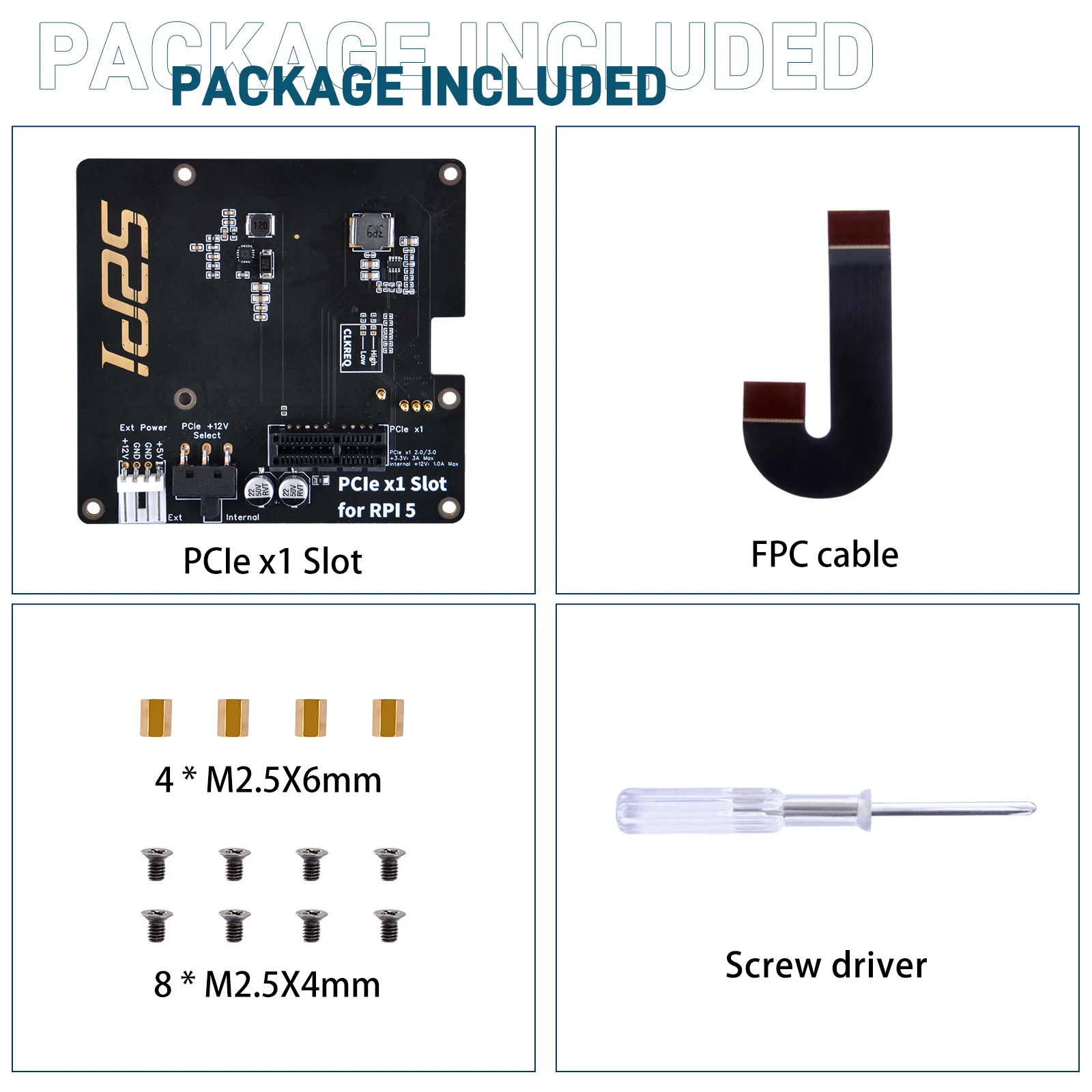 52Pi Raspberry Pi 5 P02 PCIe x1 Slot Extension Board WIth  FFC Cable For Raspberry Pi 5