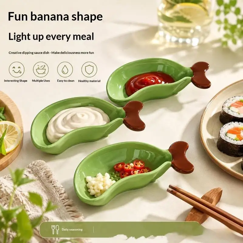 Cute Banana Shape Manual Garlic Grater Plate Non-Slip Hot Pot Dip Tray Multi-Functional Fruit Shaped Puree Maker Kitchen Gadget