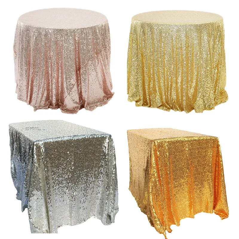 10pcs Gold Wedding Shining Glitter Sequins Table Cloth Banquet Hotel Tablecloth nappe de table rectangulaire Party Table cover