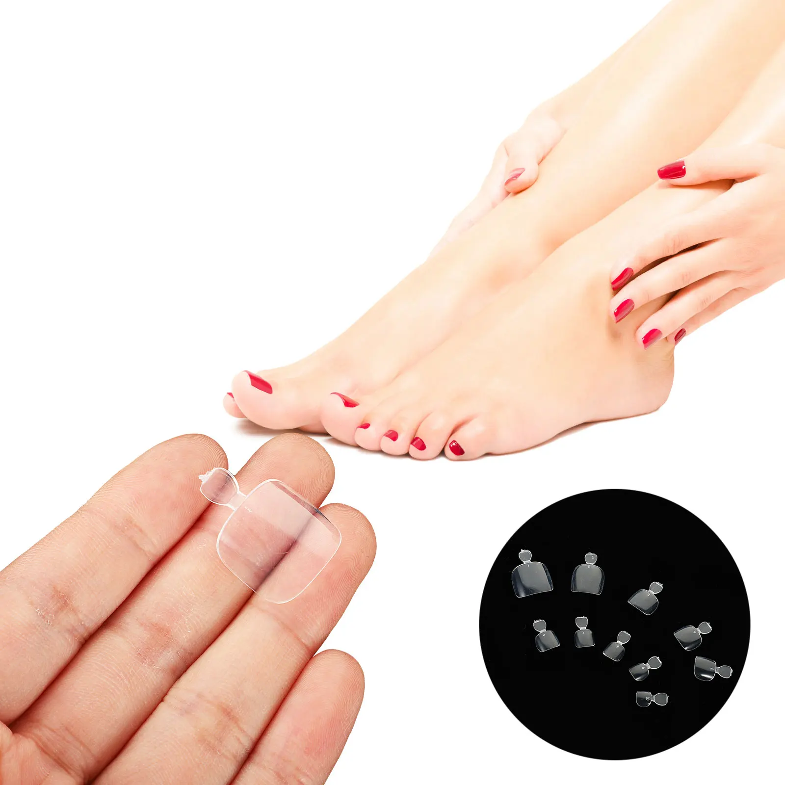 

500pcs False Toenails Full Cover Artificial Toenail Tips Decorative Nail Art Kit for Wedding Halloween Christmas Eco