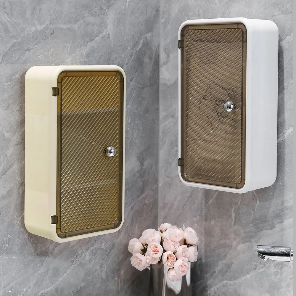 

Plastic Cosmetic Storage Box Large Capacity Waterproof Paper Towel Box Dustproof Wall Mounted Makeup Storage Holder Bathroom