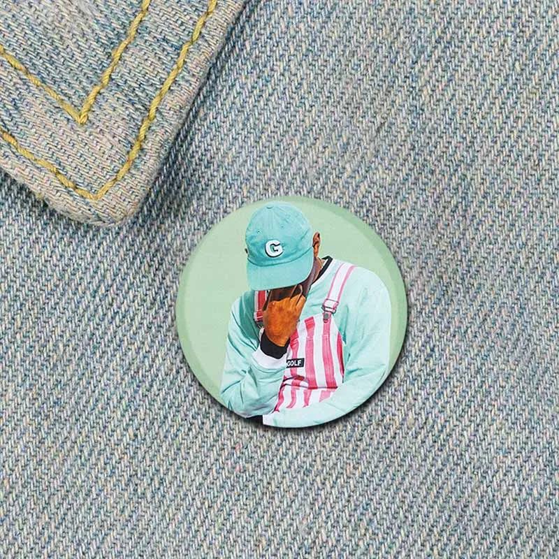 Funny Tyler The Creator Brooches Pop Singer Pins Acrylic Art Photo Fans Gifts for Kids Friends Lapel Pin Shirt Backpack Jewelry