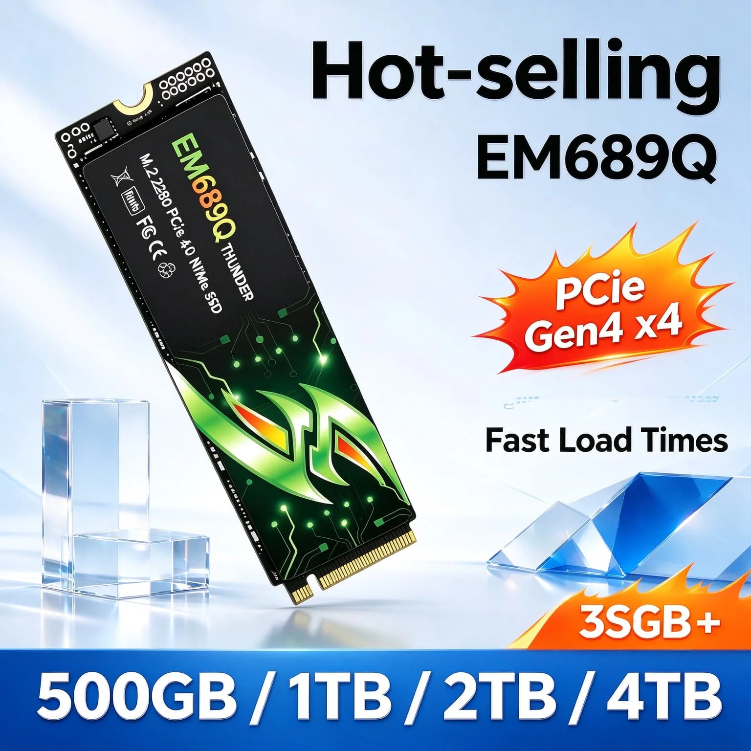 Prime Elite EM689Q 4TB 500GB 1TB 2TB M.2 NVMe Inside Solid State Drive Quick Transfer Storage Gaming PC Laptop Desktop
