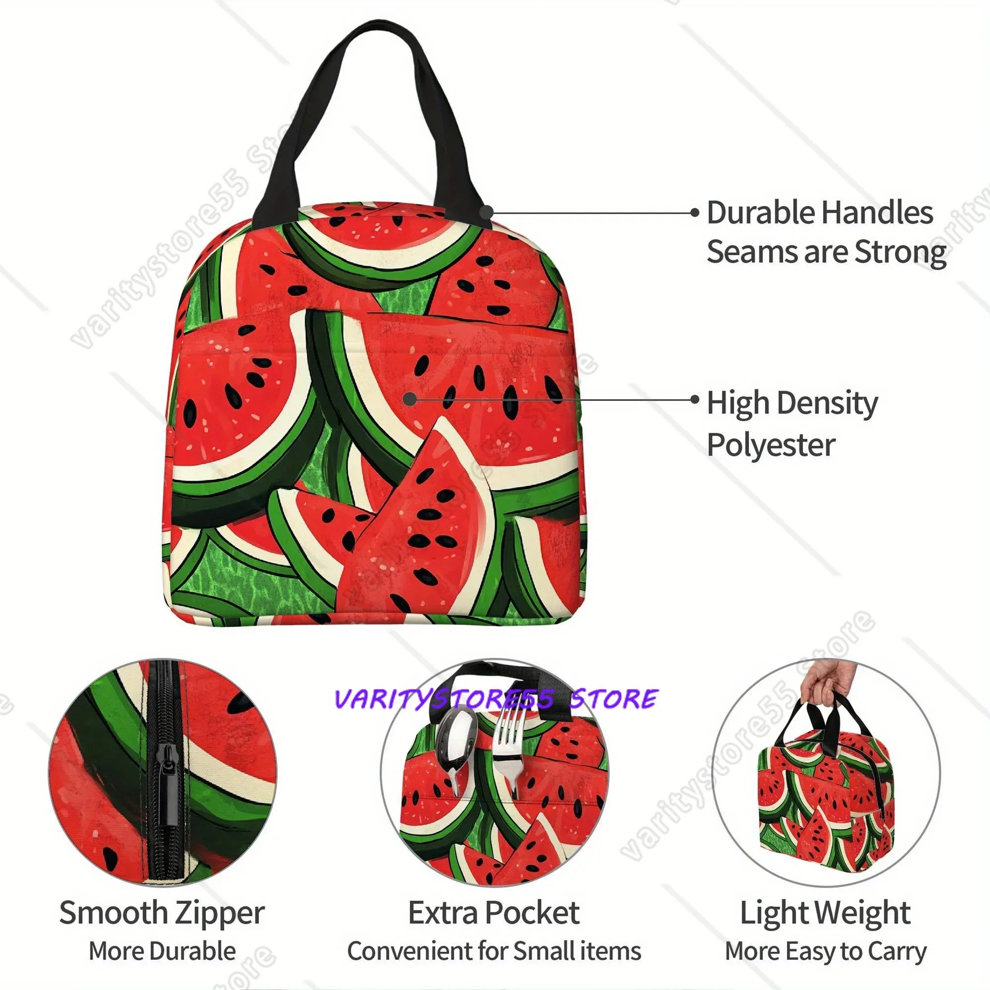 Watermelon Lunch Bag Teen Insulated Cooler Lunch Box Containers for Adults Tote Thermos Portable Outdoors