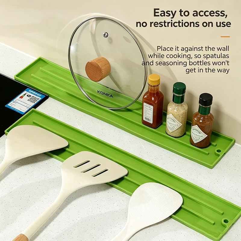 Narrow Gap Pot Lid Storage Mat Multifunctional Kitchen Countertop Non-slip Drying Mat Stove Spatula Placement Pad