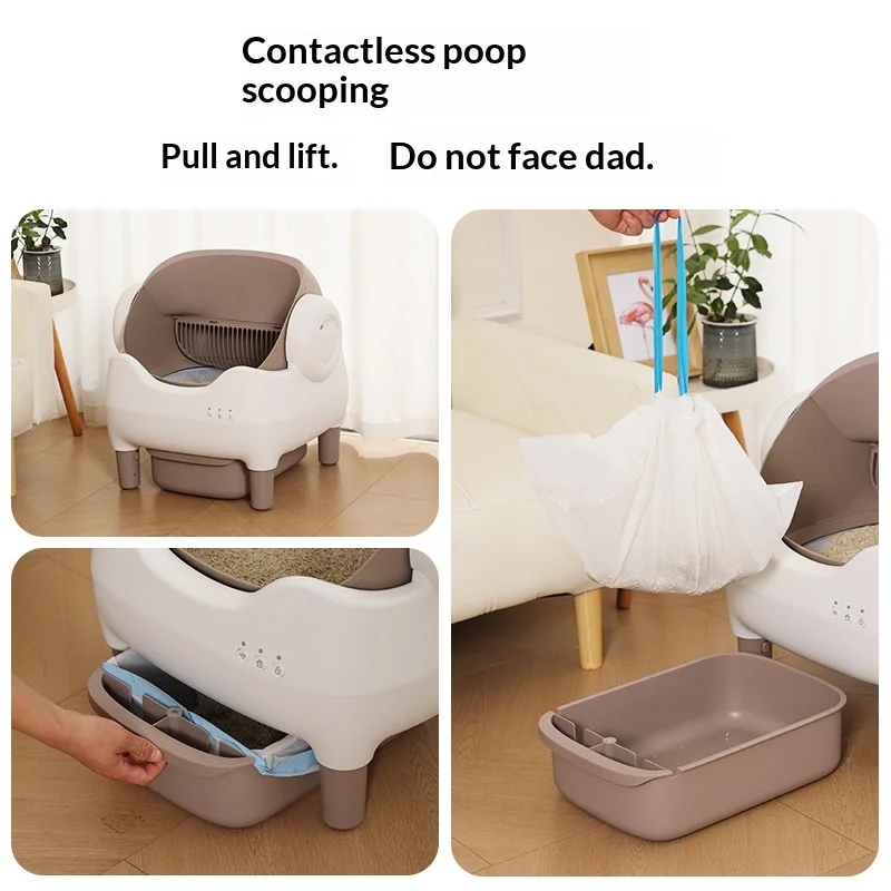 Caja de arena inteligente autolimpiante con techo abierto para gatos - imagen 3
