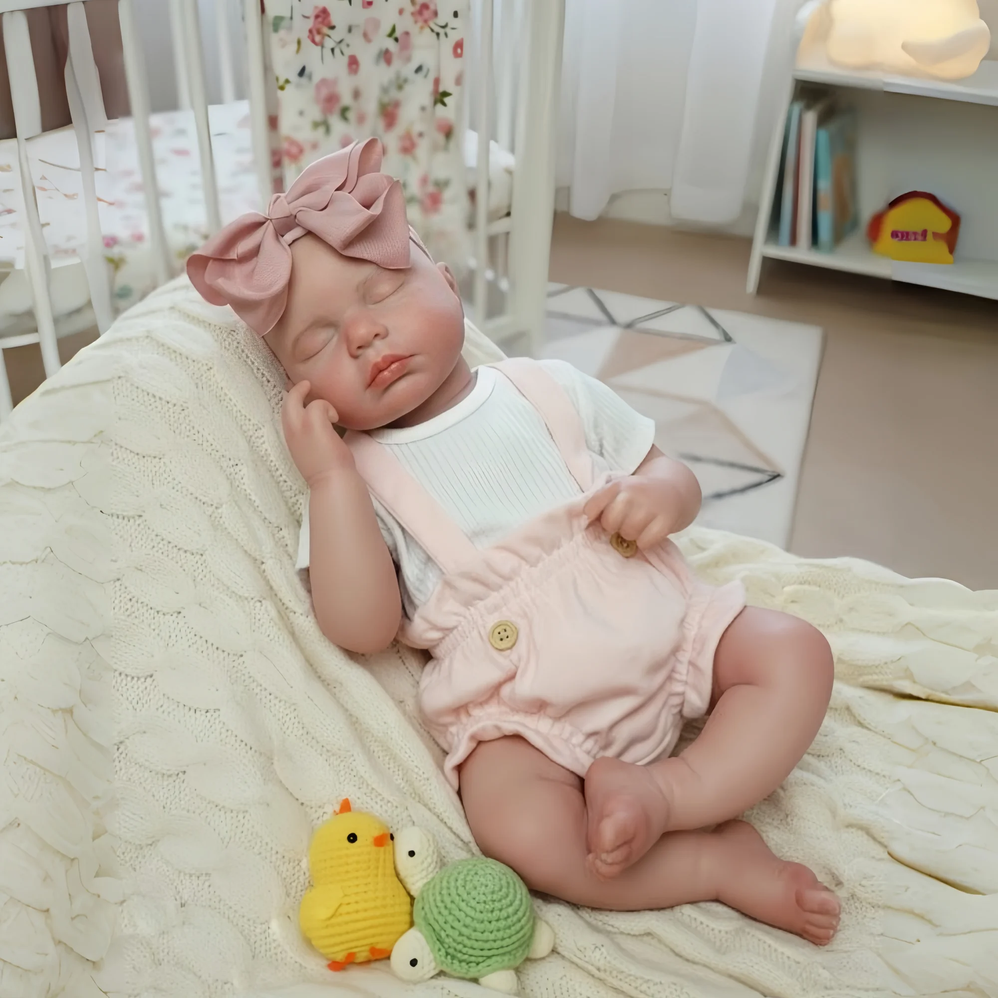 Poupée reborn fille Loulou en silicone de 18 pouces, mignonne, avec bouche ouvrable, cheveux peints, faite à la main, flexible, très douce, pour enfants