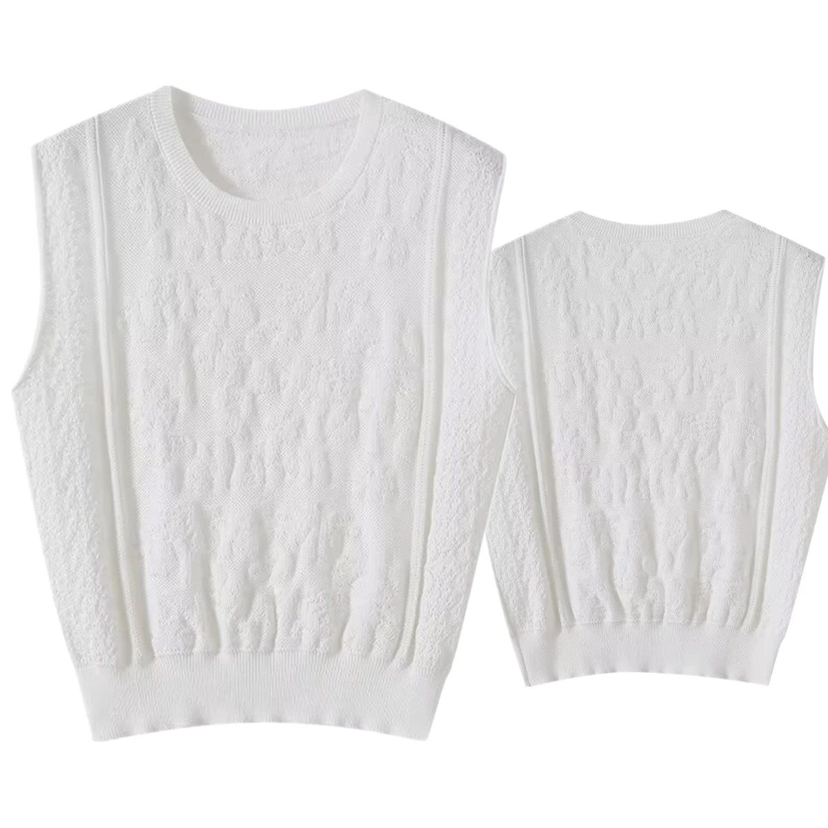 

Maxdutti French Elegant Lace White Shirt Summer Blouse Sleeveless Shirt Women's Top Minimalist Shirt