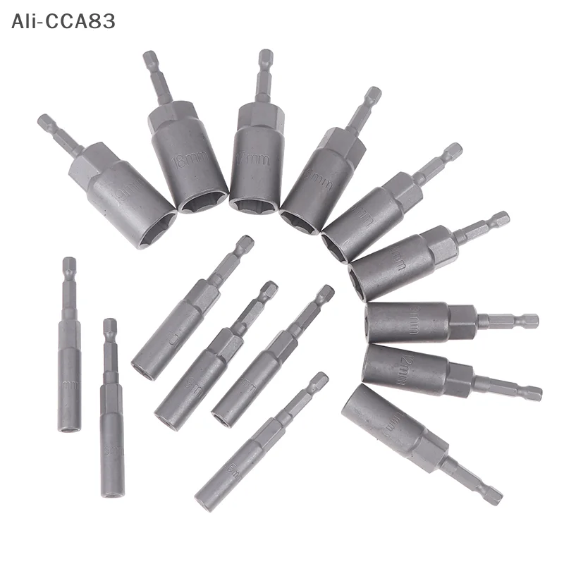 10/15Pcs Length Deepen Impact Socket Adapter 5.5-19mm Power Nut Driver Socket Set 1/4-inch Screwdriver Key Head Hand Tool Set