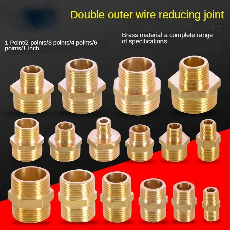 Brass Pipe Hexagonal Connector Quick Connector 1/8 1/4 3/8 1/2 3/4 1 BSP Male To Male Thread Water-Oil Pneumatic Connector