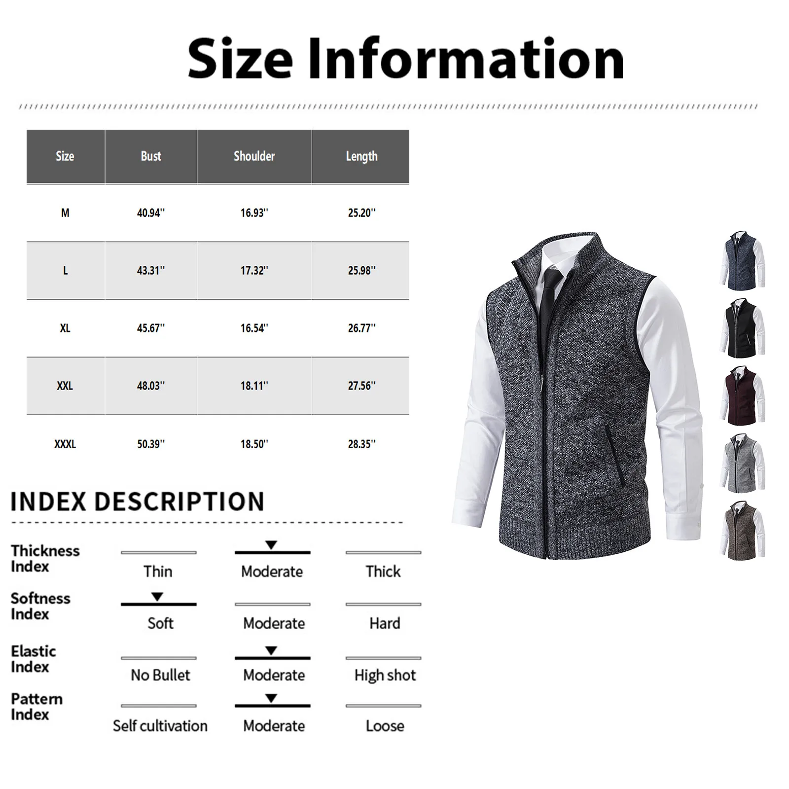Heren Wollen Trui Vest Herfst Winter Fleece Warm Casual Rits Kasjmier Mouwloos Effen Kleur Trui Gebreid Vest Herenkleding
