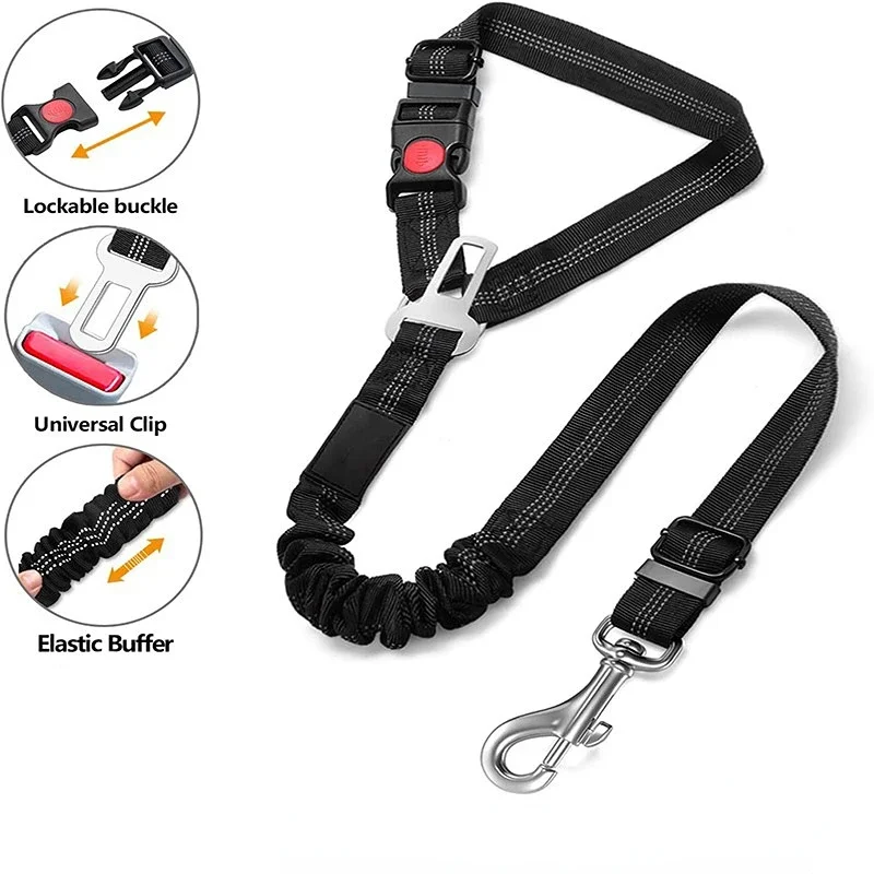 Walking dog leash Two-in-one Dog Harness Leash Pet Car Seat Belt with Clip Backseat Safety Belt Kitten Collar Pet Accessories