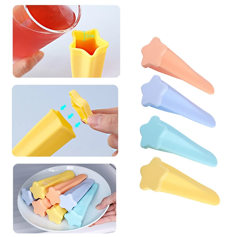 8 Pack Popsicle Molds, Silicone Ice Popping Molds With Lids Reusable Easy Release Ice Cream Maker For Kids(Multi Colors)