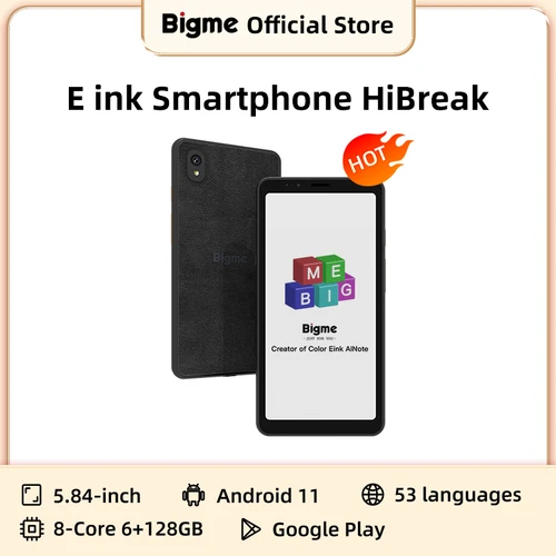 Bigme Hibreak-lector de libros electrónicos con pantalla de tinta electrónica, portátil de 5,84 pulgadas, Android 11, compatible con Google Play Eink Phone Ereader
