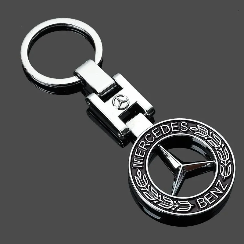 Metal Car Keychain Pendant Double sided Key Ring for Mercedes Benz New B/C/E Class A Class C200L GLC GLK New CLA GLA