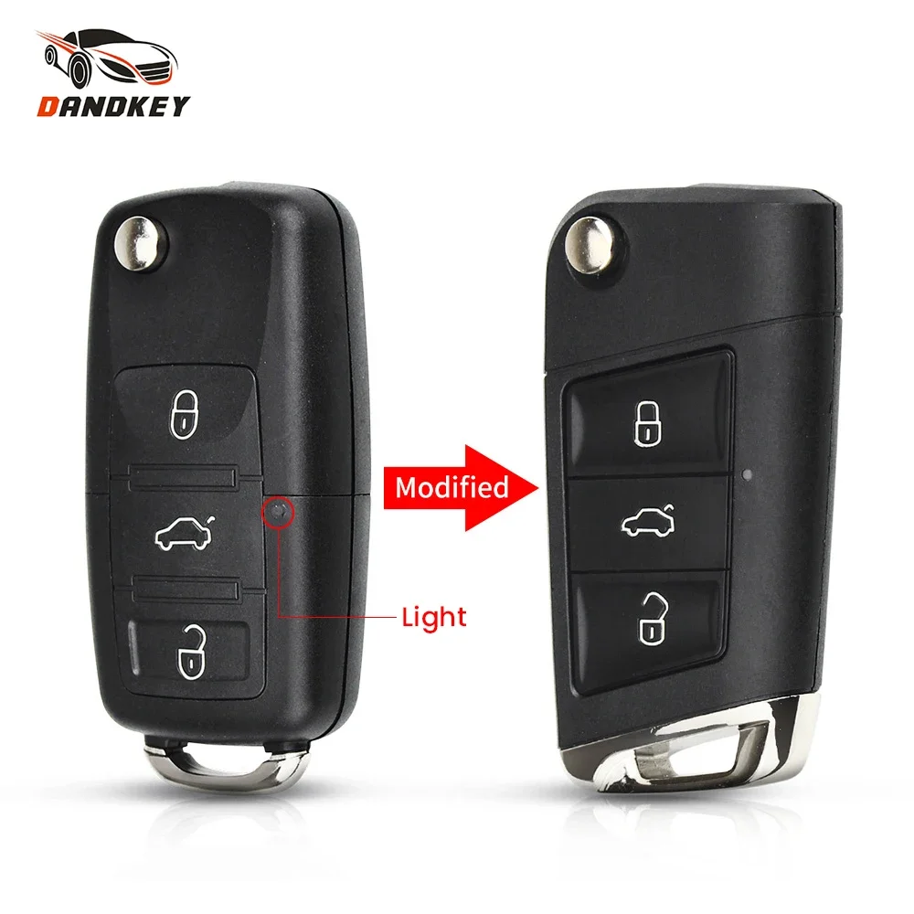

Dandkey Modified 3 Button Flip Remote Car Key Case Shell Replacement For VW Volkswagen Golf Passat MK4 Seat Altea Alhambra Ibiza