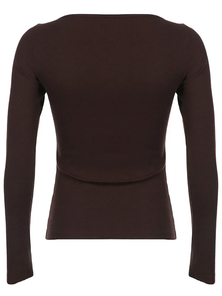 Y2k 여성용 긴 소매 니트 탑 레이스 스티치 넥 라인 니트웨어 Bowknot 장식 슬림 피트 Tshirt 풀오버 Clubwear