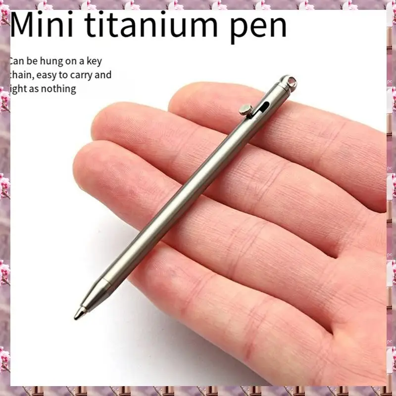 2025 Pure Titanium Mini Compact Bolt Pen Portable Metal Ballpoint Pen For Travel For Guest Signature Gray Titanium,Pure Titanium