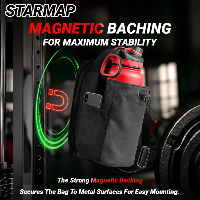 Super Strong Magnetic Gym Bag For Phone Water Bottle Portable Fitness Storage Sports Accessories Large Capacity Carrier