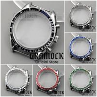 Gramock 40mm 316L Steel Coated Glass Case Yellow Grey Black Red Insert Watch Accessories Fit VK63 VK64 VK67 VK68 Quartz Movement