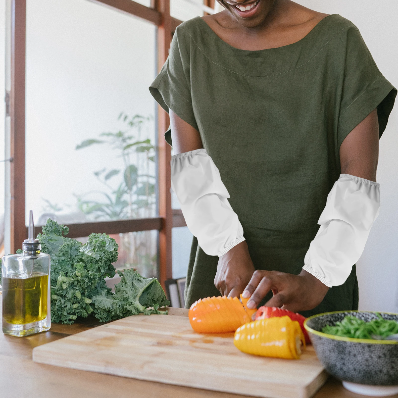 

Waterproof Oversleeves 4 Pairs Oil-Proof Arm Sleeves Multi-Function Long Covers For Cooking Cleaning Kitchen Gardening