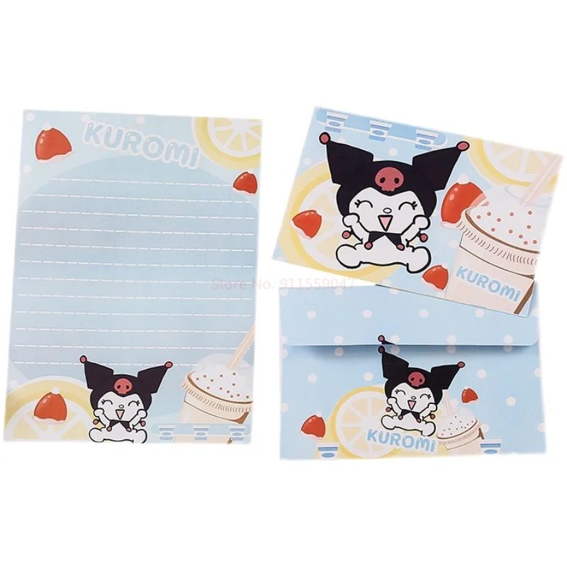 2023 New Sanrio Cute Cartoon Kuromi Envelope Letter Set Exquisite Student Letter Message Letter Paper Gift Letter Wholesale