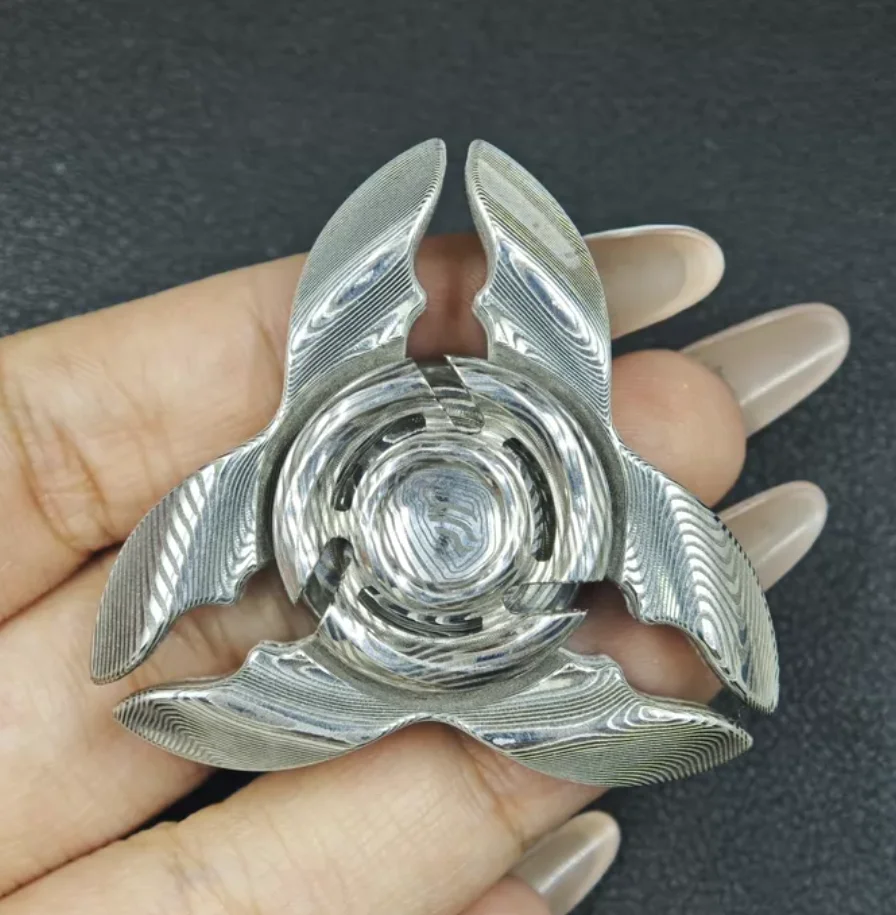 EDC Fatboy damascus Teng Snake fidget spinner metal decompression toy