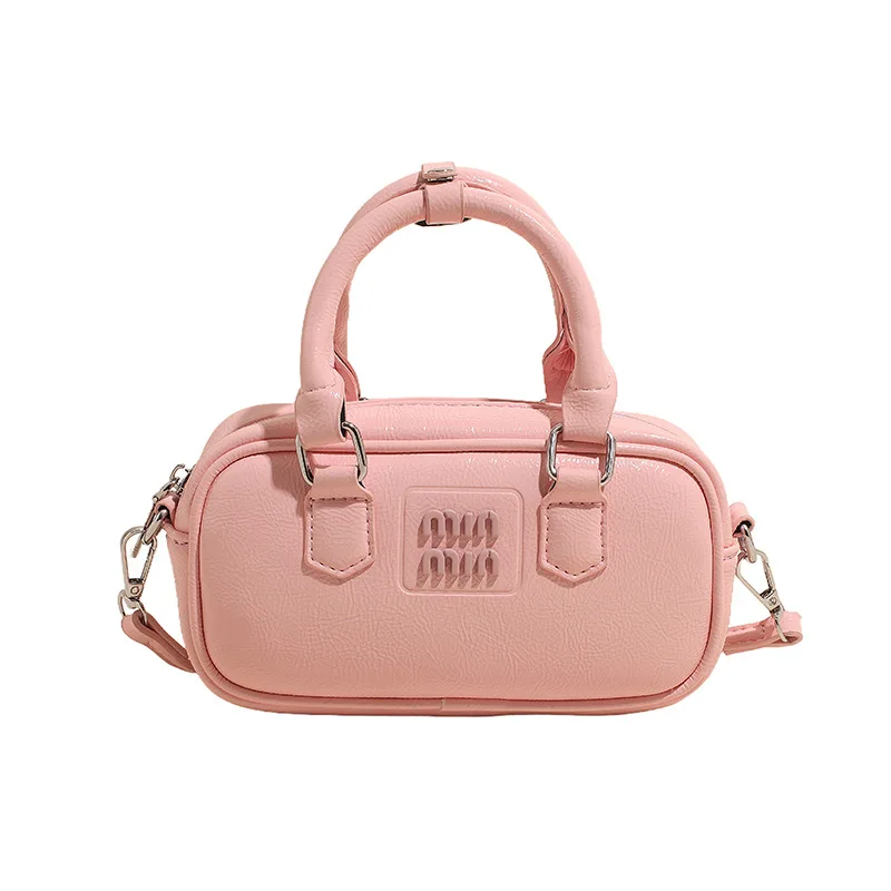 

2025 New Quilted Bowling Bag Women Solid-Tone Pillow Top Handle Minimalist Adjustable Crossbody Shoulder Purse for Daily Travel