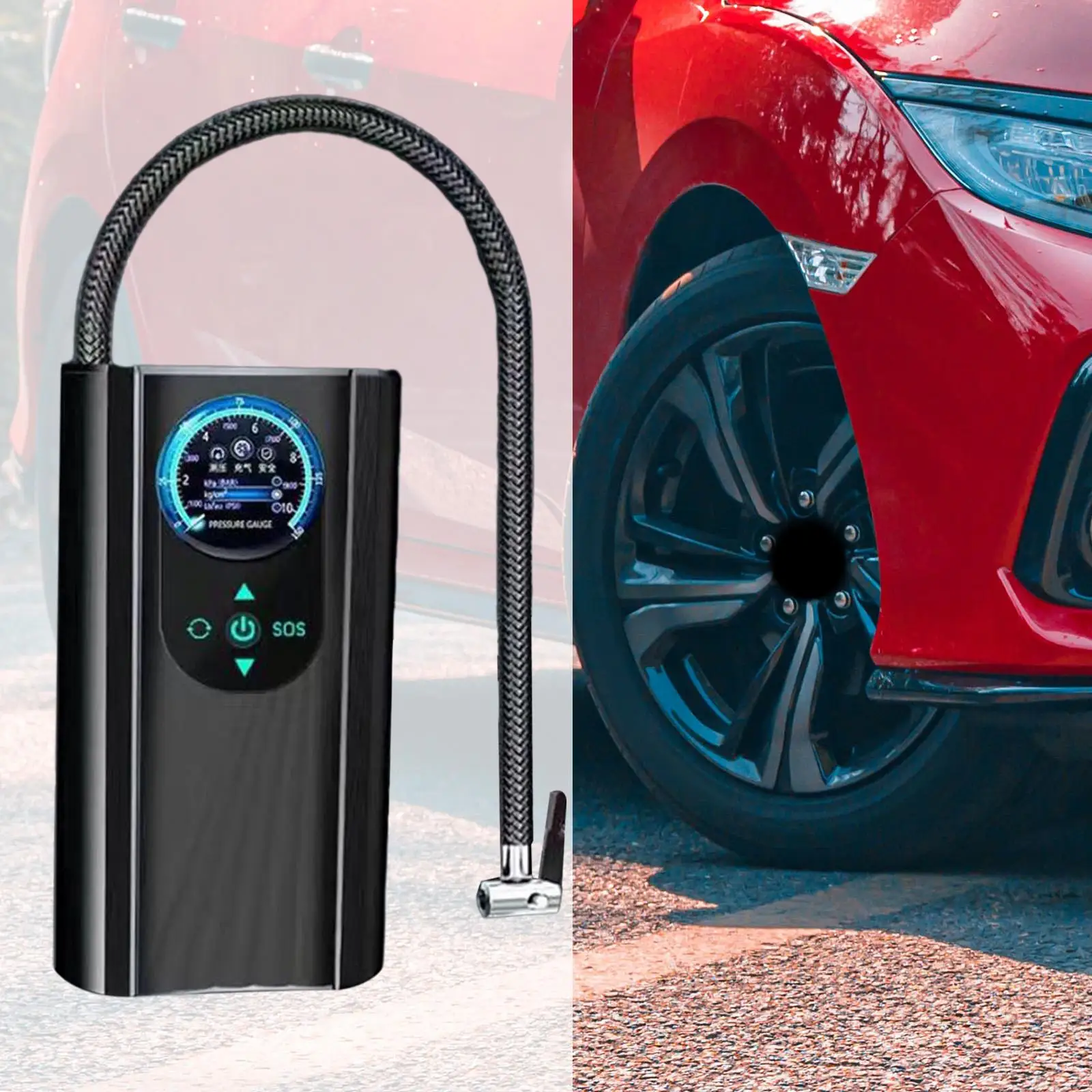 Compresor de aire portátil para coche, accesorios con manómetro, Mini bomba rápida para bicicleta