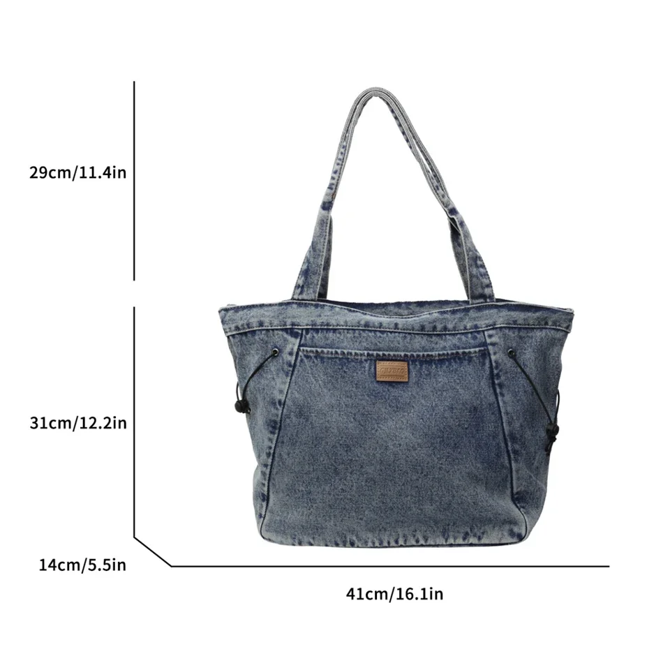 New Jeans Women\'s Bag 2024 Trend Denim Messenger Bag Y2K Canvas Shoulder Bag Large Eco Bag Korean Shopper Female Handbags Tote