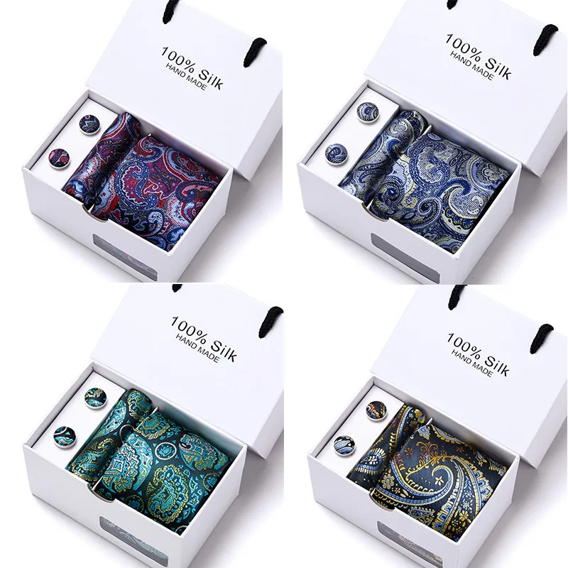 Men's Classic Tie 5-piece Tie Box Business Paisley Flowers Suitable for workplace birthday gift-style wedding tie accessories