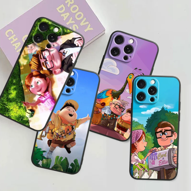 Disney UP Cute Catroon For iPhone 15 14 13 12 11 XS XR X 8 7 SE Pro Max Plus Mini Black Back Phone Case