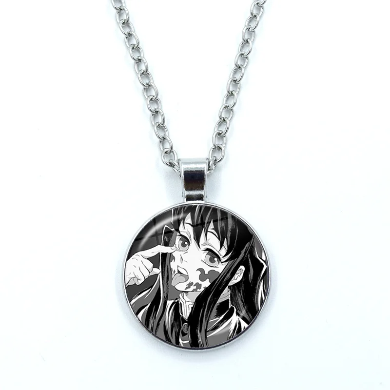 Cute Anime Muichiro Tokito Demon Slayer Glass Dome Cabochon Pendant Fashion Crystal Jewelry