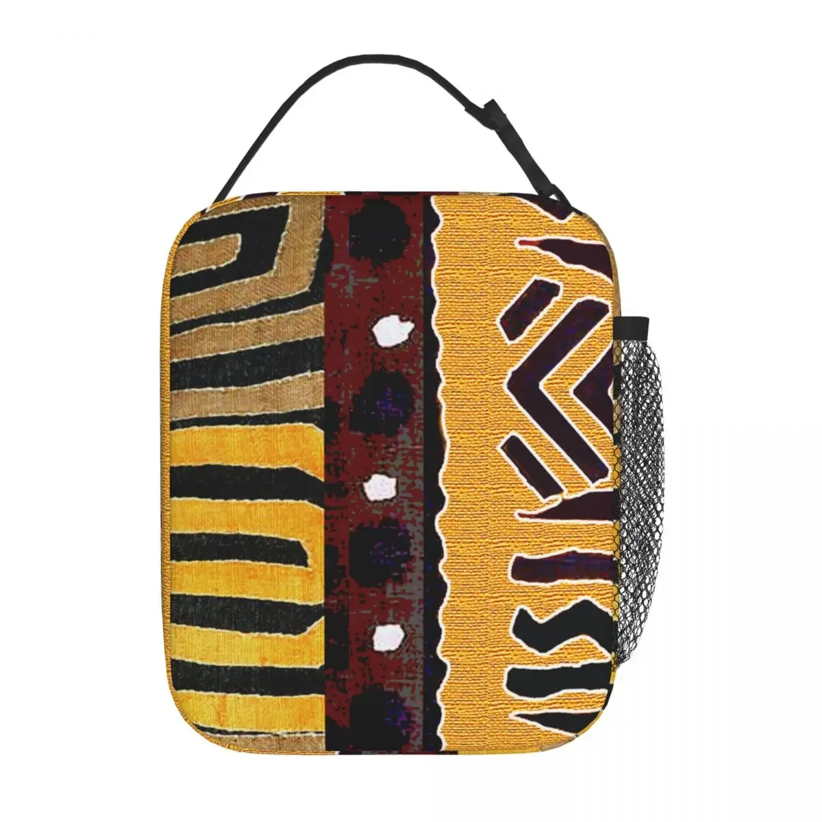 Contemporary African Mud Cloth Insulated Lunch Bag Thermal Meal Container Ancient Large Tote Lunch Box Girl Boy School Travel