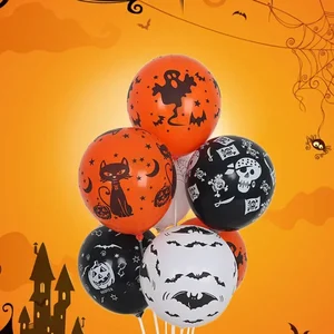 Scary Halloween -Luftballons für Kinder, Kürbis, Skelett, Geister, Bardekoration, Schwarz, Orange, Latexballon, Spielzeug, 30 PCs, 10 Prozent 6 Hauptverkäufe Laranjeiras - №1