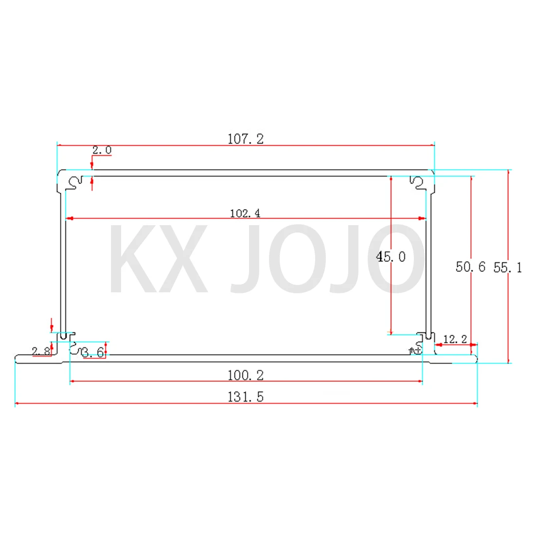 Aluminum Enclosure 107*55*130mm Split Box PCB Bending with Ears Instrument Box DIY Electronic Project Case Silver