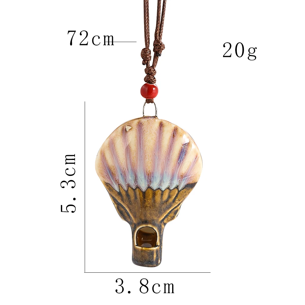 Chinaware Ceramics Lovely Scallops Seashell Whistle Pendant Necklace Emergency Survival Whistle Charm Choker Dangle Jewelry Gift