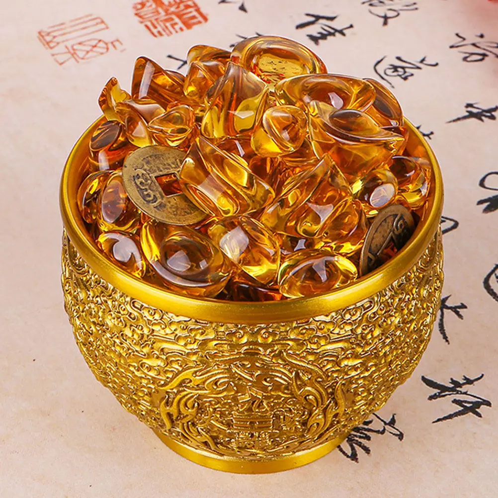 Brass Treasure Basin Chinese Fortune Gold Desktop Decoration Spring Festival Wealth Luck Bowl