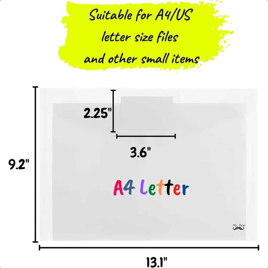 Clear Plastic Envelopes 4 Pack A4 Letter Size Plastic Envelopes with Snap Closure Poly Envelopes Clear Plastic Folders Plastic