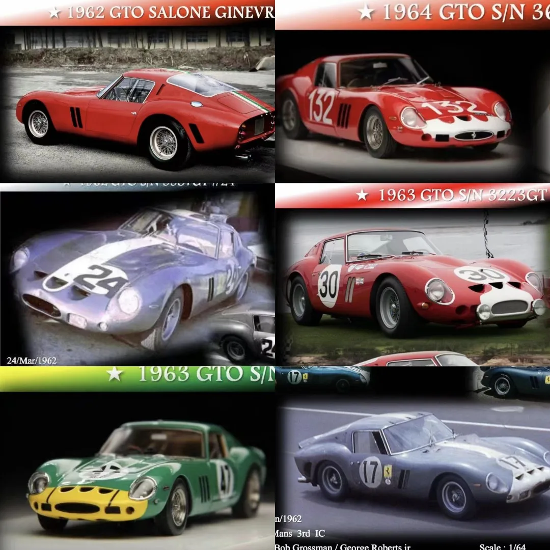 MY64 Edición limitada 1:64 250GTO Logotipo de coche corriendo clásico modelo en miniatura de resina roja, decoración para adultos, juguete para niños, regalo para niños