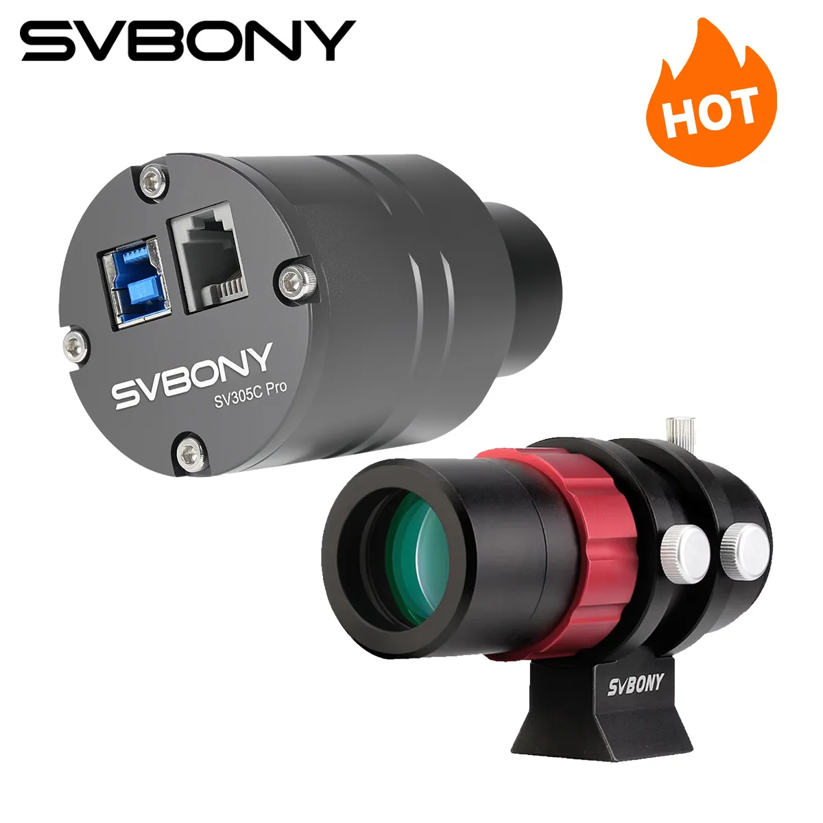 كاميرا تلسكوب Svbony SV305C Pro ونطاق توجيه صغير جدًا SV165 مقاس 1.25 بوصة كاميرا كوكبية تلسكوب العدسات التصوير الفلكي