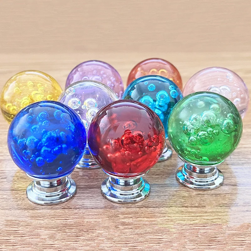 4개 30mm 원형 유리 버블 손잡이 - 캐비닛, 서랍, 옷장 및 가정용 부드러운 가구 손잡이