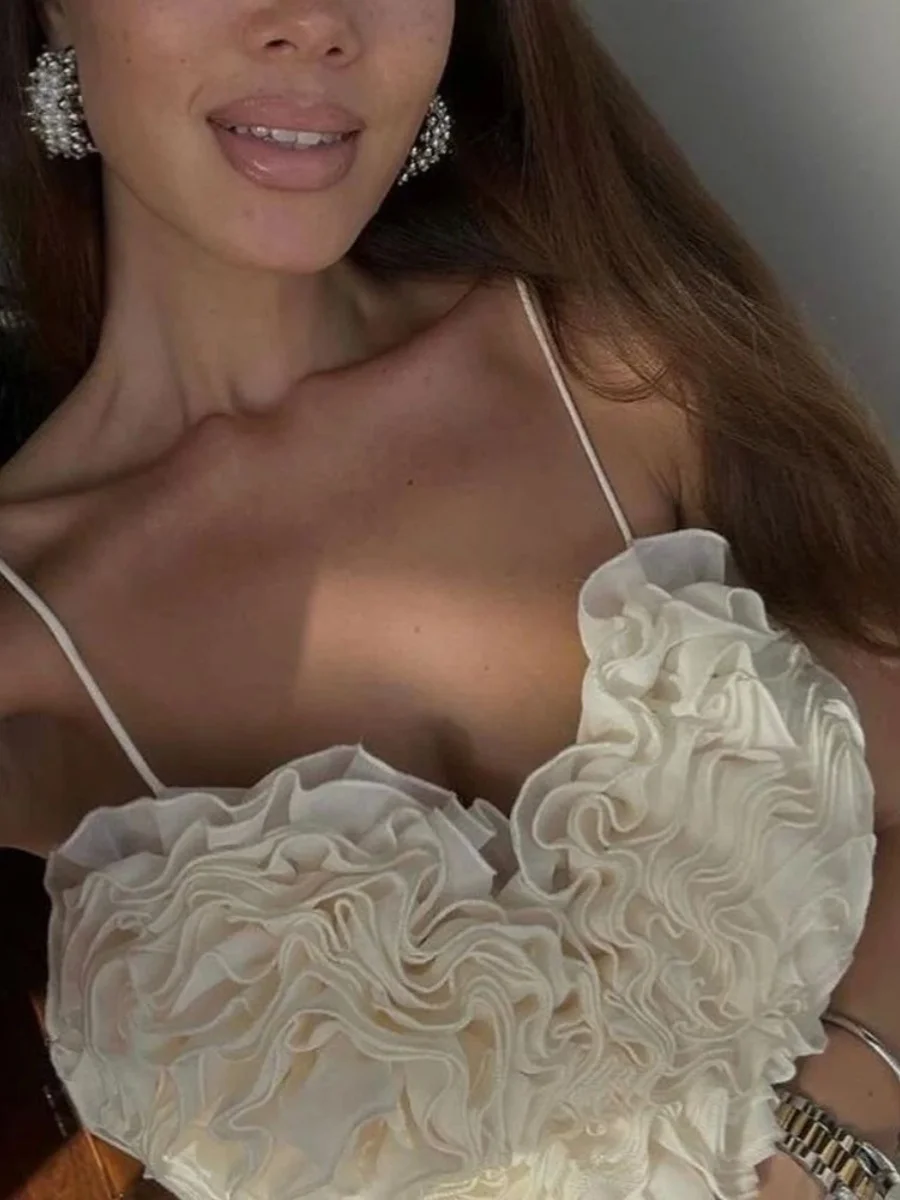 

Heart aped Fluffy ort Susp Top Women's Street Sle Vest ort Length Puffy Heart Patterned Tank Top Summer 2024