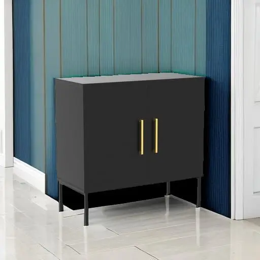 Storage Buffet Cabinet, Freestanding Sideboard with Double Doors, Modern Wooden Sideboard, Black Side Cabinets