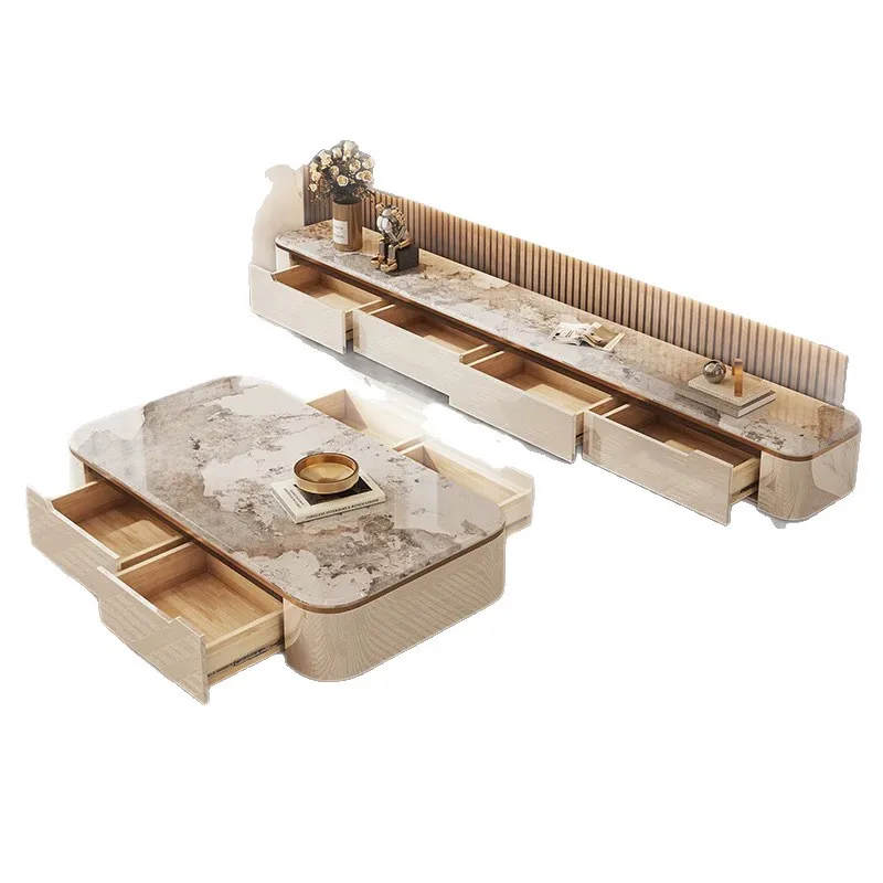 

living room household small apartment microcrystalline stone coffee table TV cabinet combination, modern and simple