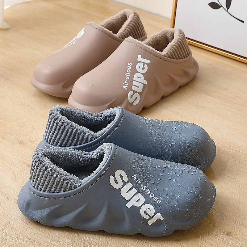 

Winter Slippers Men Shoes Waterproof Warm Sneaker Slippers Women Non-Slip Indoor Plush Home Footwear Outdoor Platform Loafers